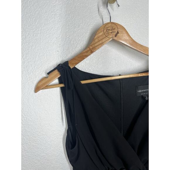 Connected Apparel Black Chiffon Satin Dress Size 8 Vintage Y2K Fits Small - Picture 3 of 6